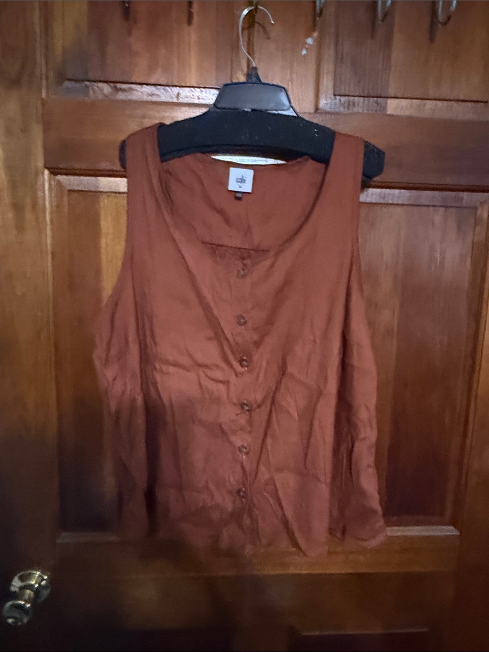 CAbi Rust Button-Front Sleeveless Tank
